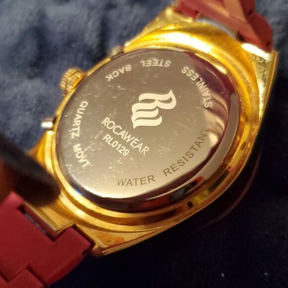 Rocawear Women's RL0129‎ Large Pink & Gold 3 Multifunction Enamel Bezel Watch - Picture 5 of 10